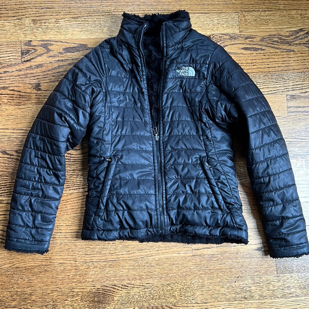 North Face black coat. Girls Medium 10/12